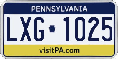 PA license plate LXG1025