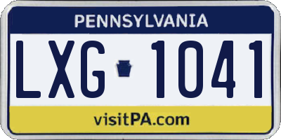 PA license plate LXG1041