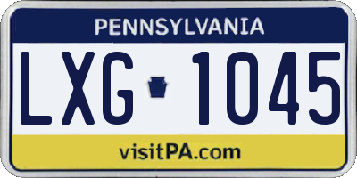 PA license plate LXG1045
