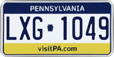 PA license plate LXG1049