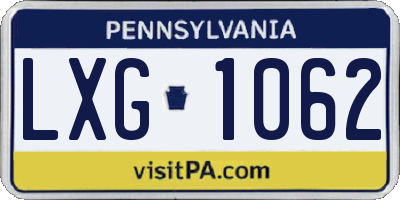 PA license plate LXG1062