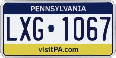 PA license plate LXG1067