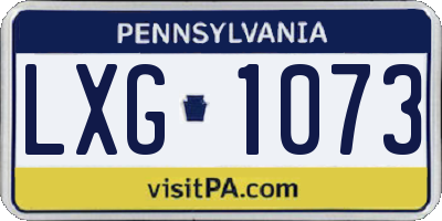 PA license plate LXG1073