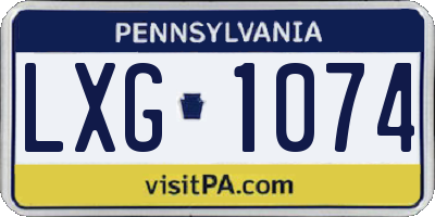PA license plate LXG1074