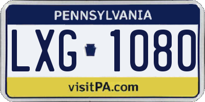 PA license plate LXG1080