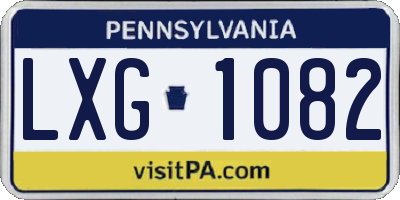 PA license plate LXG1082
