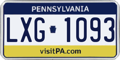 PA license plate LXG1093
