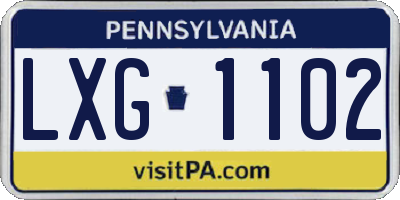 PA license plate LXG1102