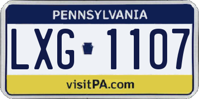 PA license plate LXG1107