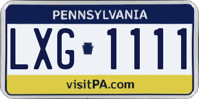 PA license plate LXG1111
