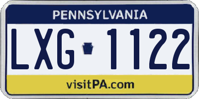 PA license plate LXG1122