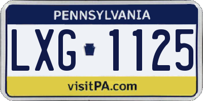 PA license plate LXG1125