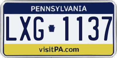 PA license plate LXG1137