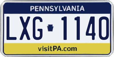 PA license plate LXG1140