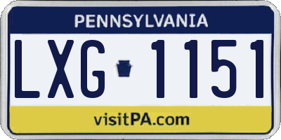PA license plate LXG1151