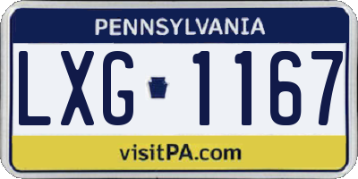 PA license plate LXG1167