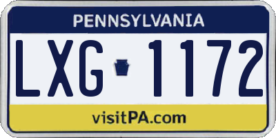 PA license plate LXG1172