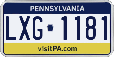 PA license plate LXG1181