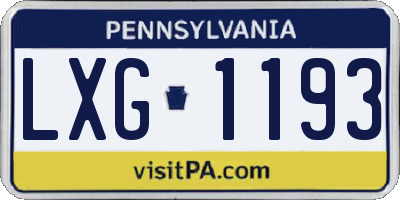 PA license plate LXG1193