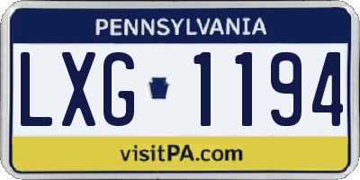 PA license plate LXG1194