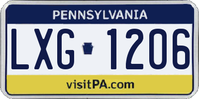 PA license plate LXG1206