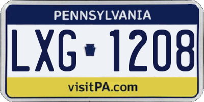 PA license plate LXG1208