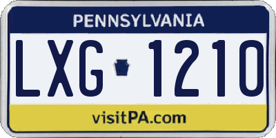 PA license plate LXG1210