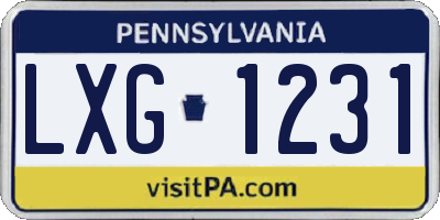 PA license plate LXG1231