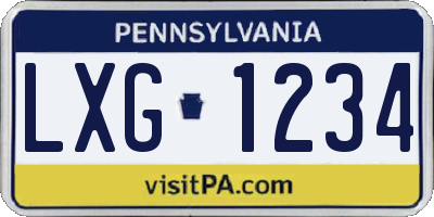 PA license plate LXG1234