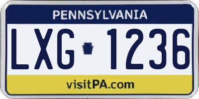 PA license plate LXG1236