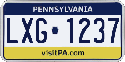 PA license plate LXG1237