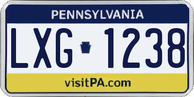 PA license plate LXG1238