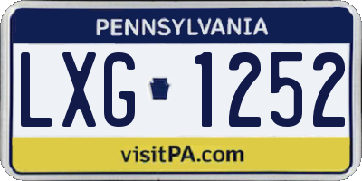 PA license plate LXG1252