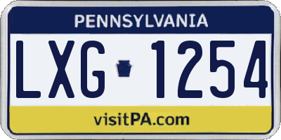 PA license plate LXG1254
