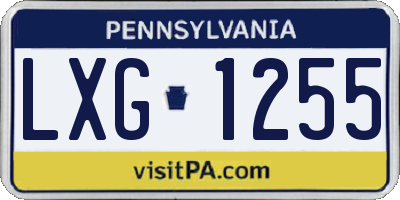PA license plate LXG1255