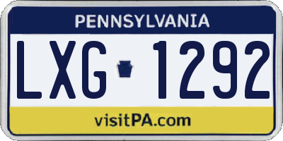 PA license plate LXG1292
