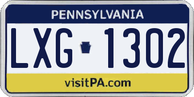 PA license plate LXG1302