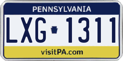 PA license plate LXG1311