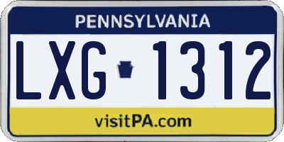 PA license plate LXG1312