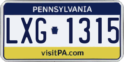 PA license plate LXG1315