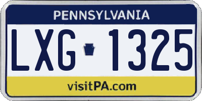 PA license plate LXG1325
