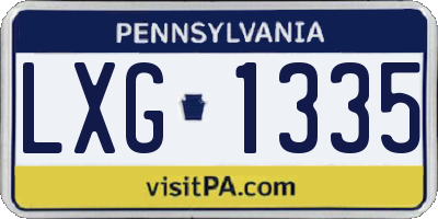 PA license plate LXG1335