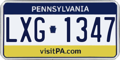 PA license plate LXG1347