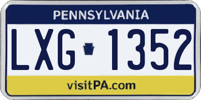 PA license plate LXG1352