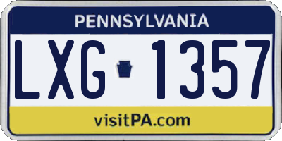 PA license plate LXG1357