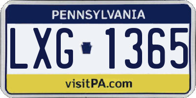 PA license plate LXG1365