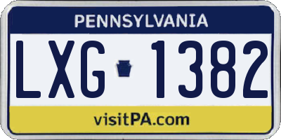PA license plate LXG1382