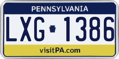 PA license plate LXG1386