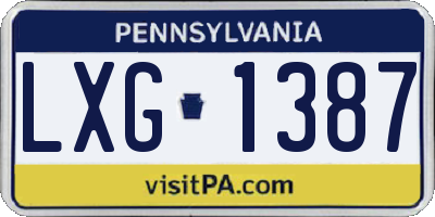 PA license plate LXG1387