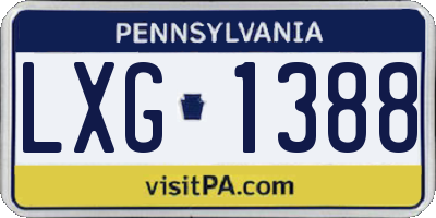 PA license plate LXG1388